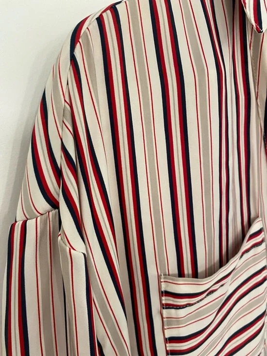 Free People ‘Mad About You’ Striped Button Down Blouse Fits Oversized XS - Picture 6 of 9